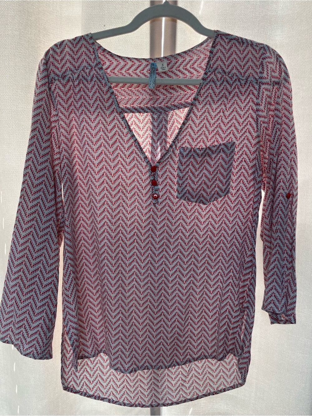 🌸 Anthropologie | Blouse | Red, White & Blue | Size Small 🇺🇸